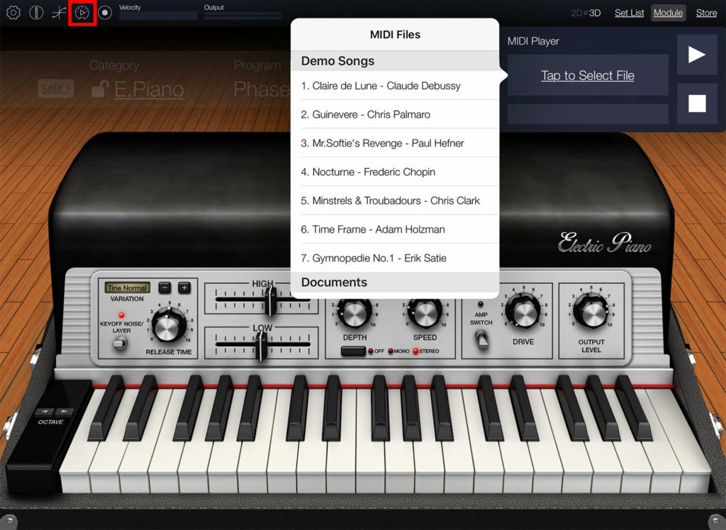 KORG Module Pro MIDI File Player mit Sound Auswahl